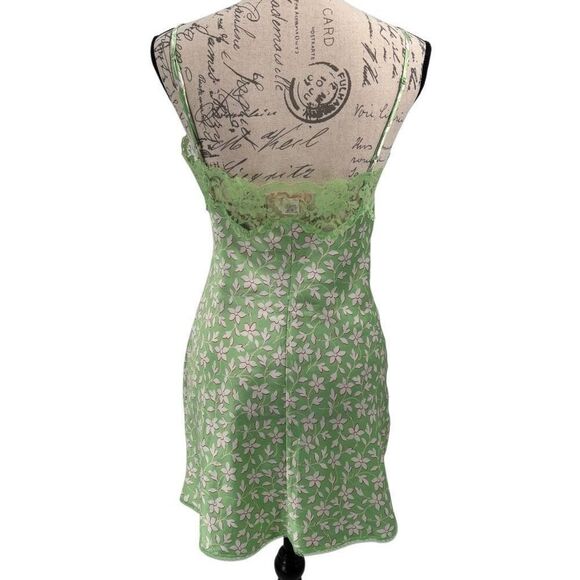 Victoria's Secret Angels Lace Trim Slip Dress/Nightie Gown Green Floral Small - Picture 8 of 10